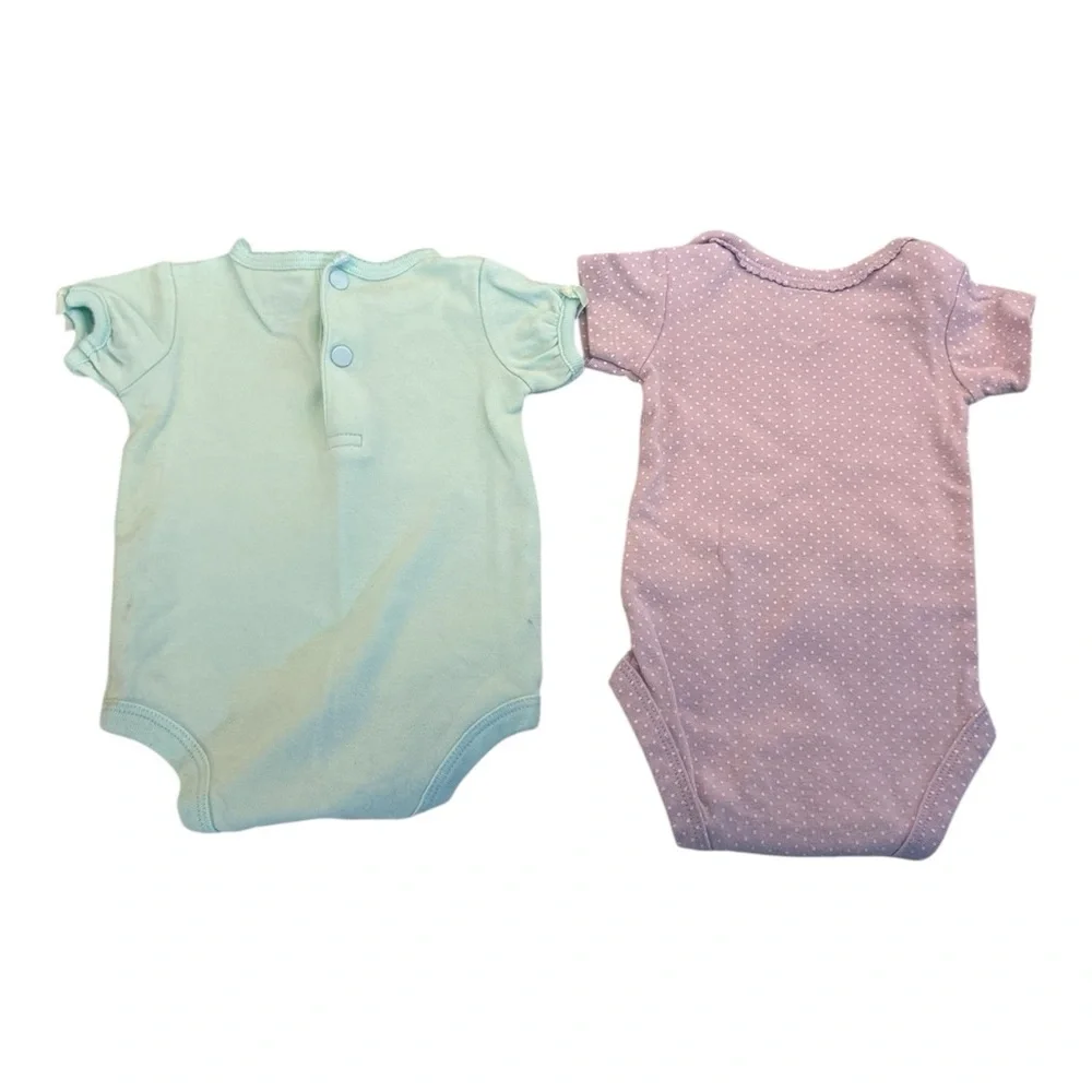 2‎ Carter’s Baby Girl Onesies Teal Little Angel and Purple Polka Dot Adorable